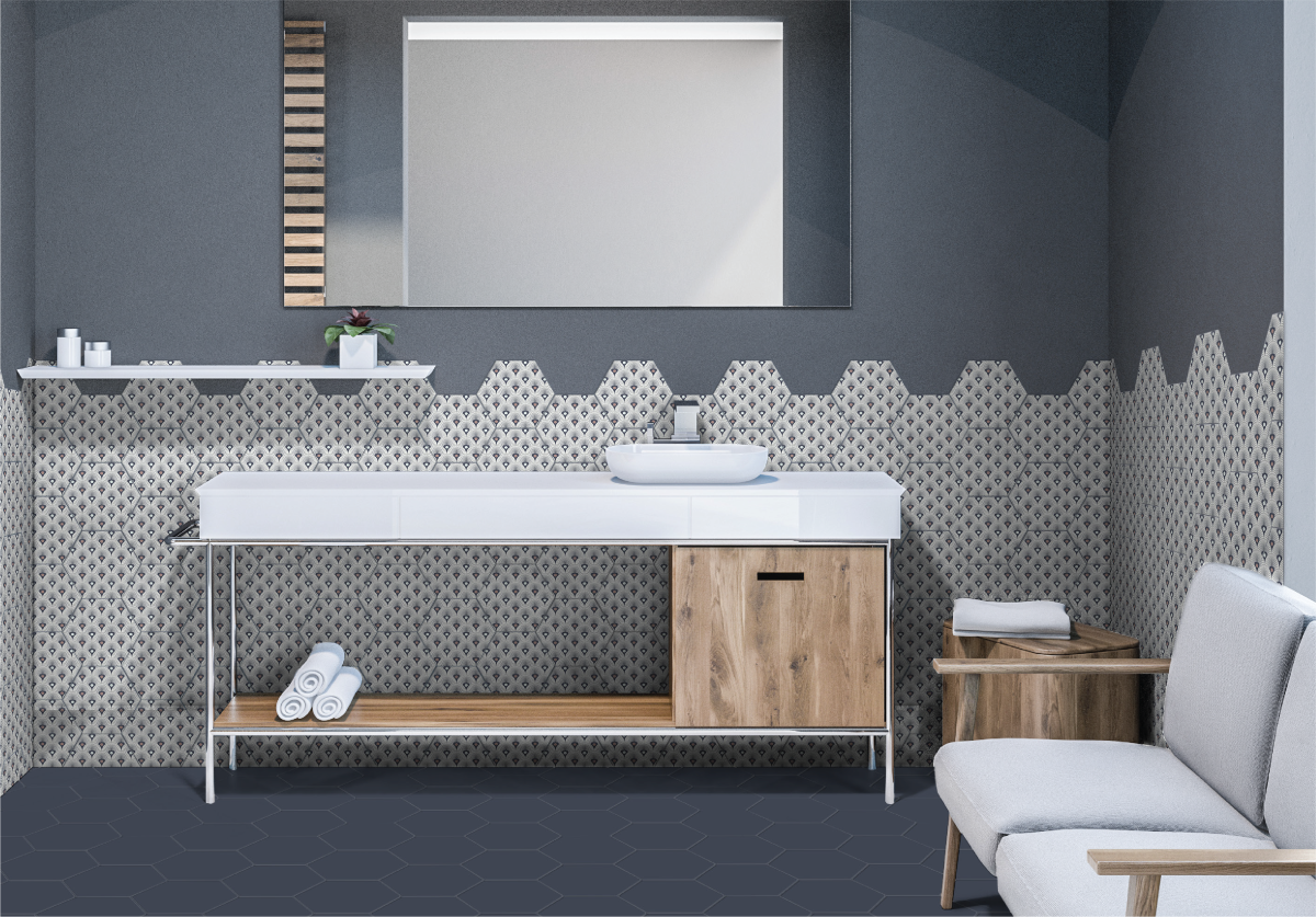 Dark Blue - Flamingo HEXAGON TILE (150x173mm) - Image 2