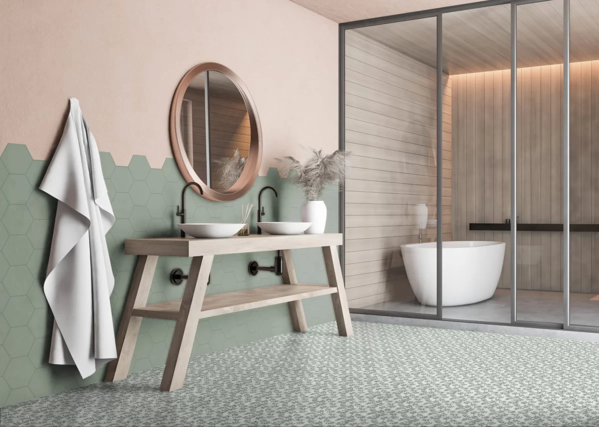 Light Green - Flamingo HEXAGON TILE (150x173mm) - Image 2