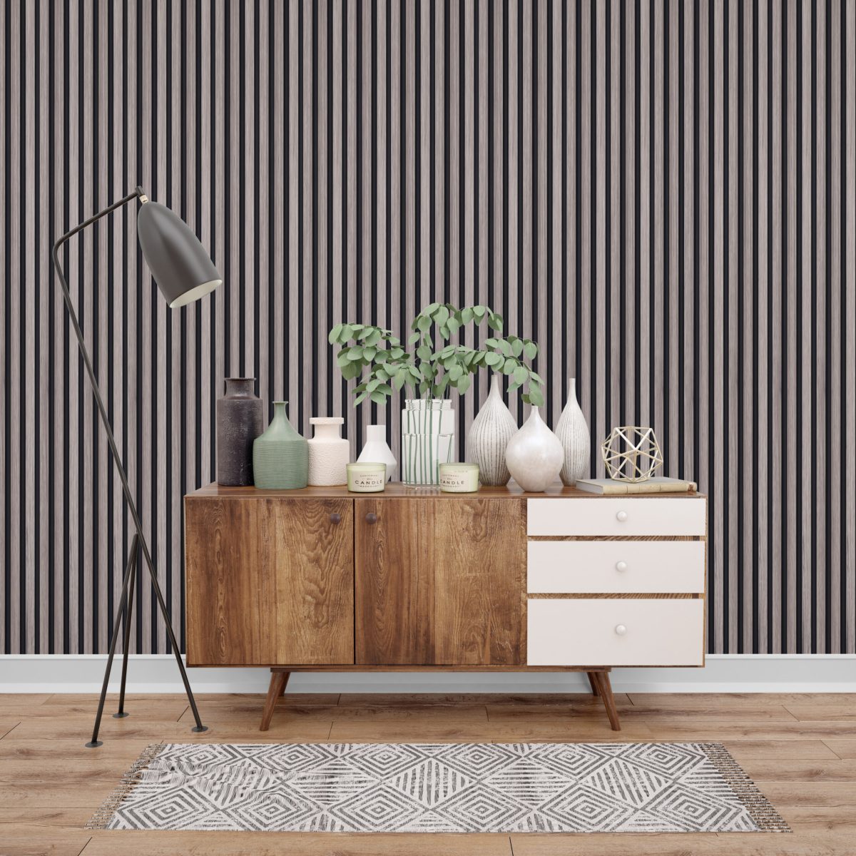 SL - GREY on Black Slimline Wall Panel (120mm x 2400mm) - Image 2