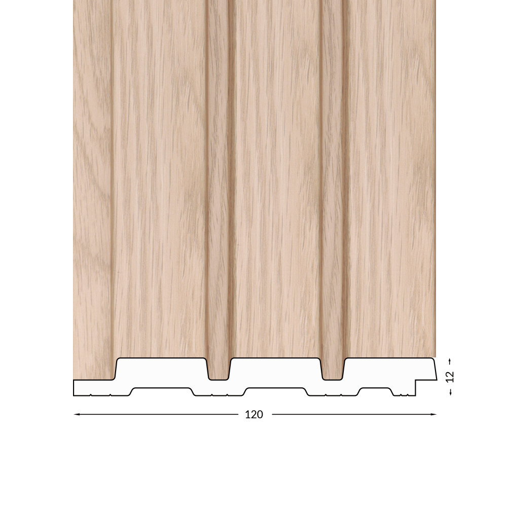 WP001OAK SL - Oak on Oak Slimline Wall Panel (120mm x 2400mm) - Image 1