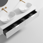 Fabulous Large White Bathroom Vanity Unit (1600mm x 500mm x 320mm) – Double Basin Cabinet with Sinter Stone Top