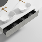 Fabulous Large Soft Grey Bathroom Vanity Unit – (1600mm x 500mm x 320mm) Double Basin Cabinet with Sinter Stone Top