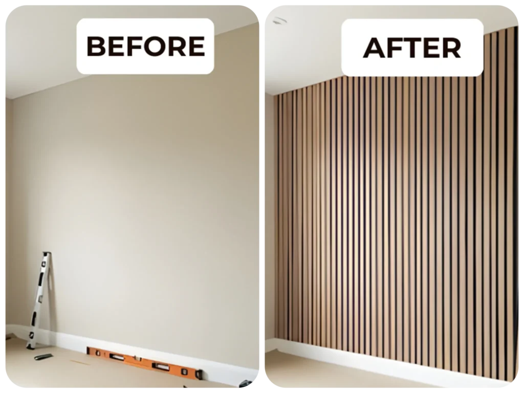 Before-and-after transformation using wall panels