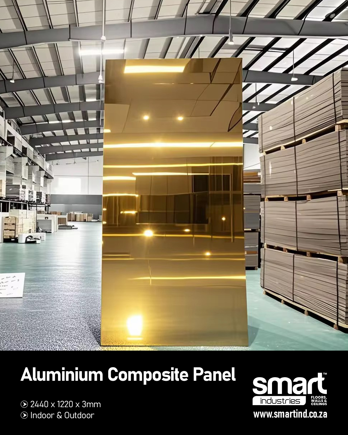 Aluminium Composite Panel 3 GOLD - GB - Aluminium Composite Sheet (1220 x 2440 x 3mm) - Image 1